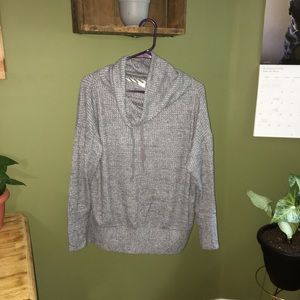 Cowl neck waffle knit sweater